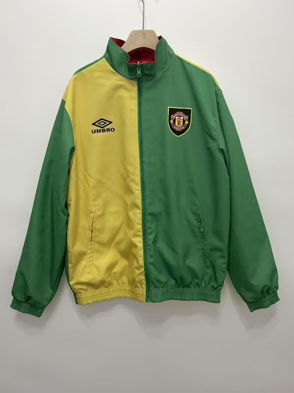 Thailand Quality(AAA) 24/25 Manchester United Green Red Reversible Soccer Windbreaker