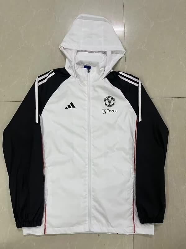 Thailand Quality(AAA) 24/25 Manchester United White Soccer Windbreaker