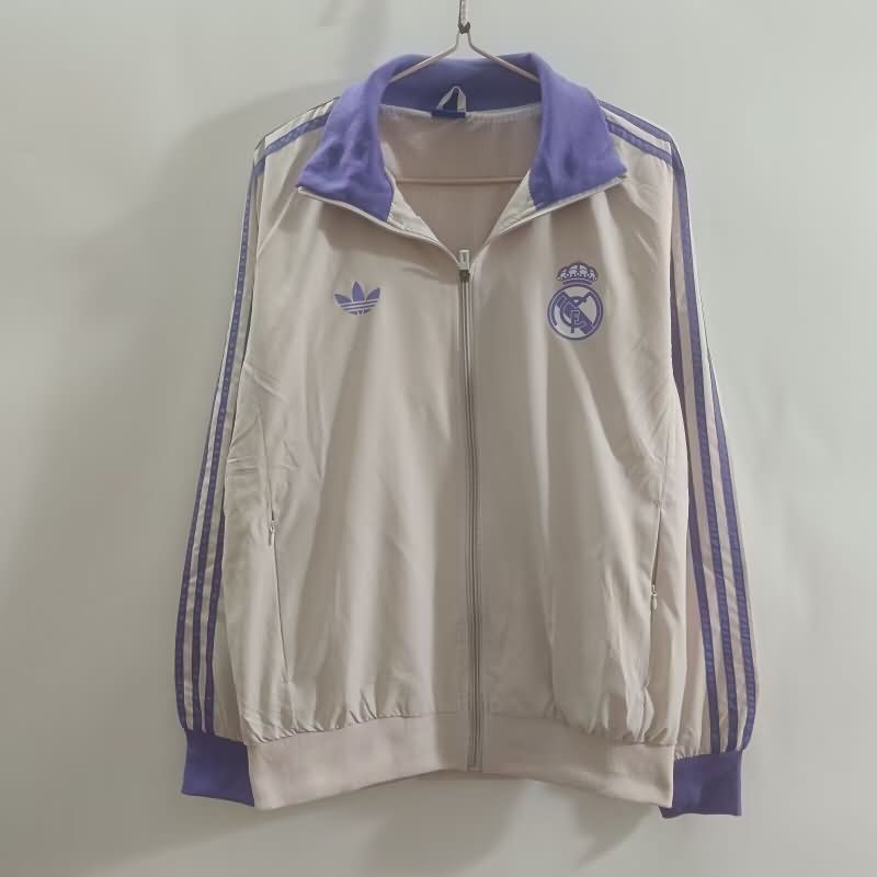 Thailand Quality(AAA) 24/25 Real Madrid Cream Soccer Windbreaker