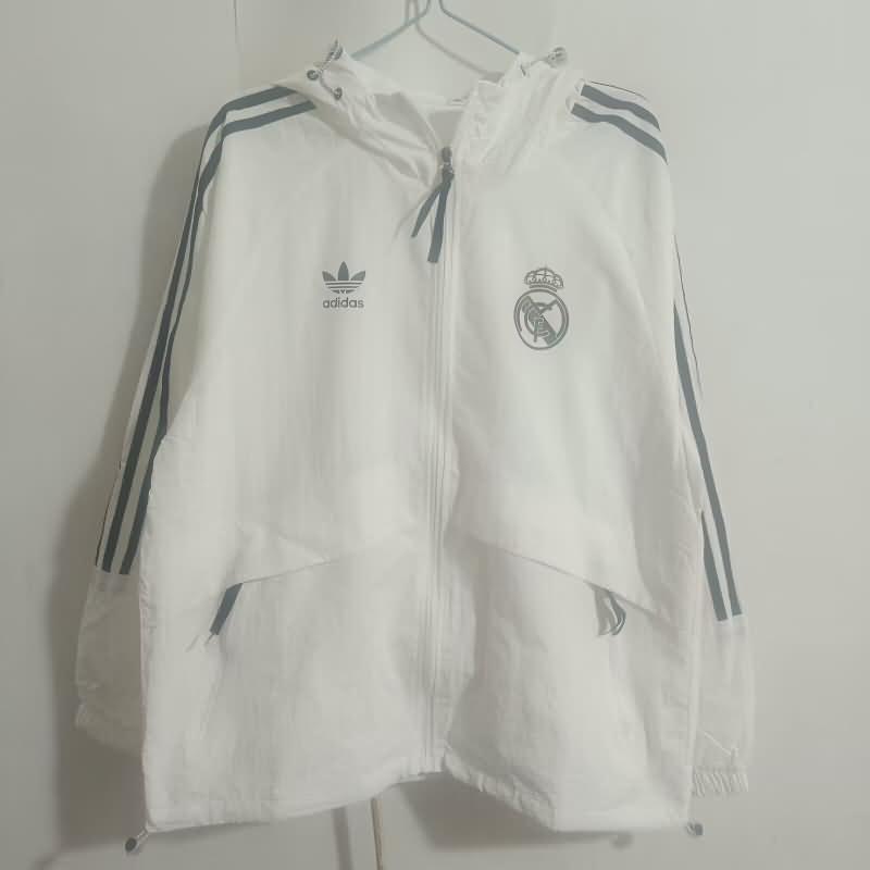 Thailand Quality(AAA) 24/25 Real Madrid White Soccer Windbreaker 03