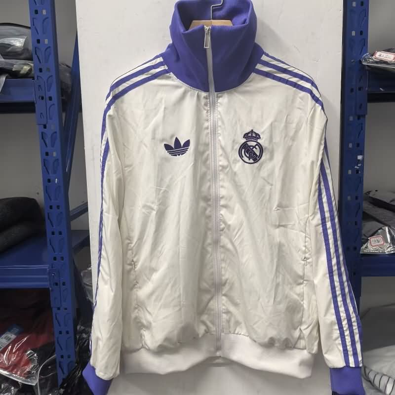 Thailand Quality(AAA) 24/25 Real Madrid White Soccer Windbreaker 06