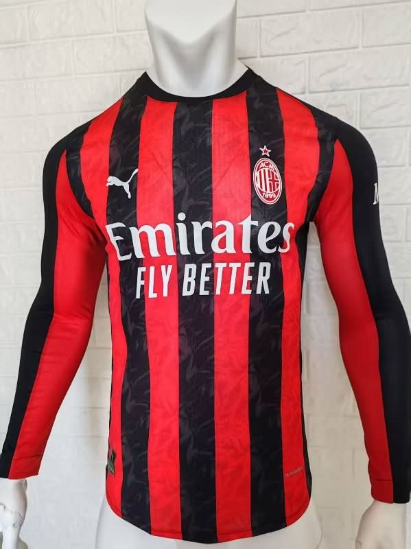 Thailand Quality(AAA) 25/26 AC Milan Home Long Sleeve Soccer Jersey (Player)