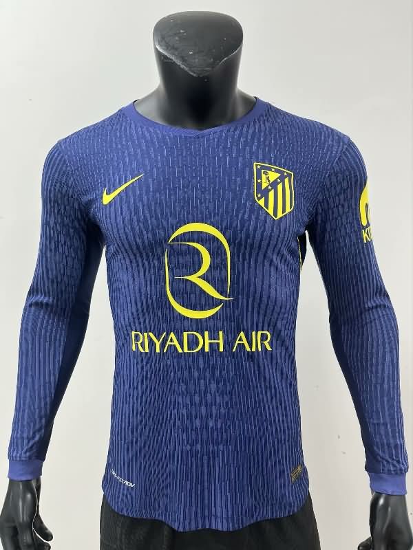 Thailand Quality(AAA) 25/26 Atletico Madrid Away Long Sleeve Soccer Jersey (Player)