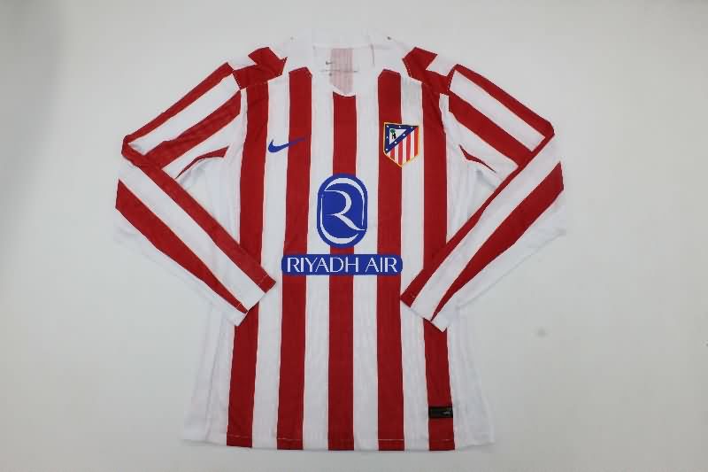 Thailand Quality(AAA) 25/26 Atletico Madrid Home Long Sleeve Soccer Jersey (Player)