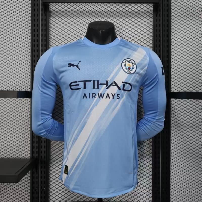Thailand Quality(AAA) 25/26 Manchester City Home Long Sleeve Soccer Jersey (Player)