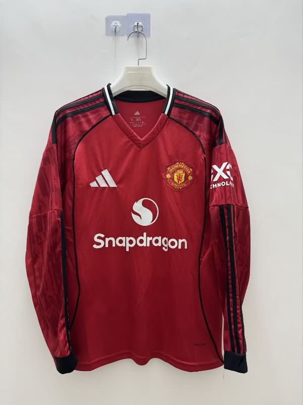 Thailand Quality(AAA) 25/26 Manchester United Home Long Sleeve Soccer Jersey