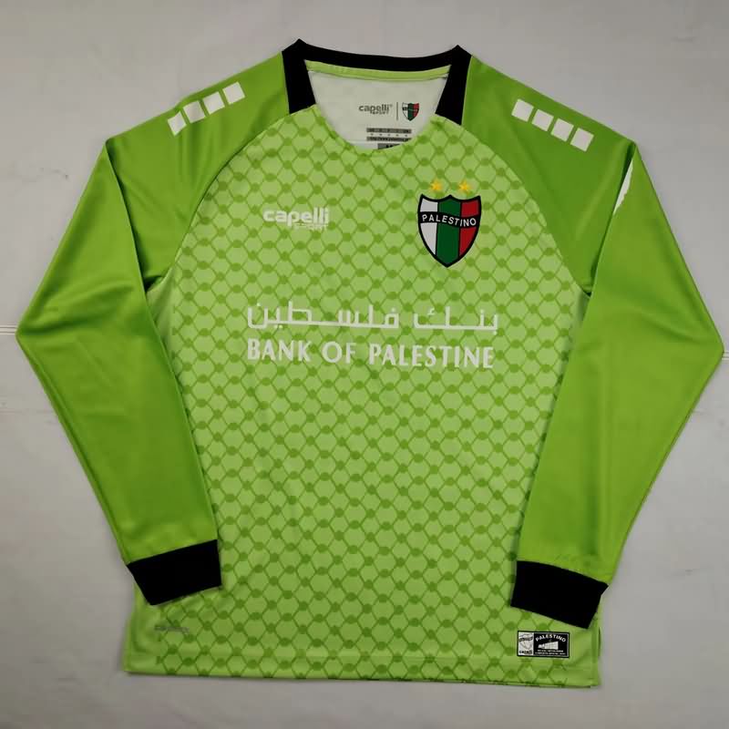 Thailand Quality(AAA) 2025 Palestino Goalkeeper Green Long Sleeve Soccer Jersey