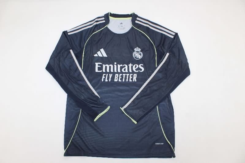 Thailand Quality(AAA) 25/26 Real Madrid Away Long Sleeve Soccer Jersey