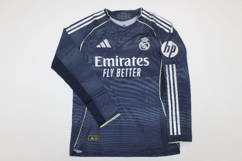 Thailand Quality(AAA) 25/26 Real Madrid Away Long Sleeve Soccer Jersey (Player)