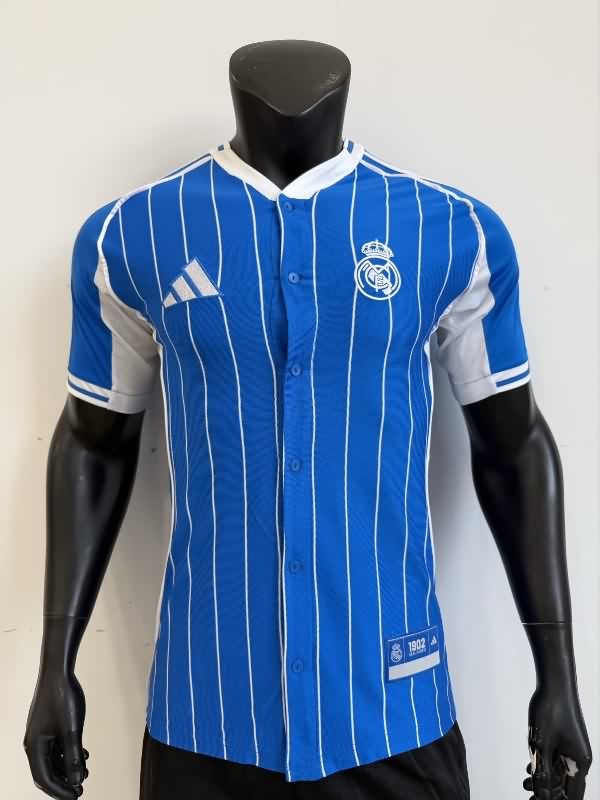 Thailand Quality(AAA) 25/26 Real Madrid Travel Blue Soccer Jersey (Player)