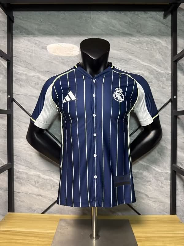 Thailand Quality(AAA) 25/26 Real Madrid Travel Dark Blue Soccer Jersey (Player)