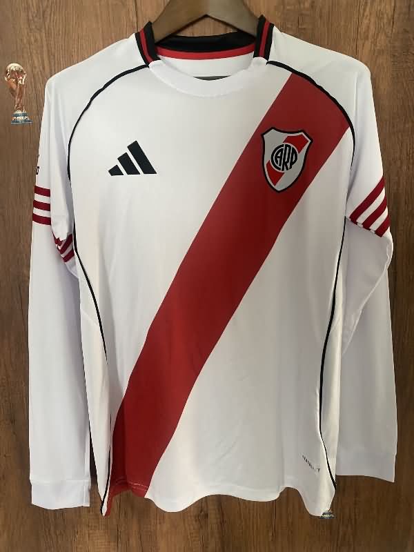 Thailand Quality(AAA) 2025 River Plate Home Long Sleeve Soccer Jersey