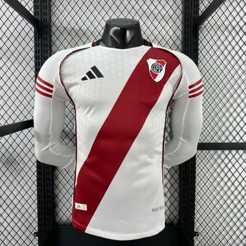 Thailand Quality(AAA) 2025 River Plate Home Long Sleeve Soccer Jersey (Player)