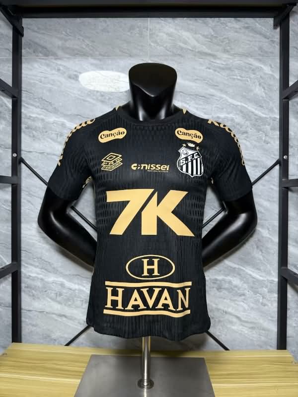 Thailand Quality(AAA) 2025 Santos Black Soccer Jersey (Player) With Sponsor