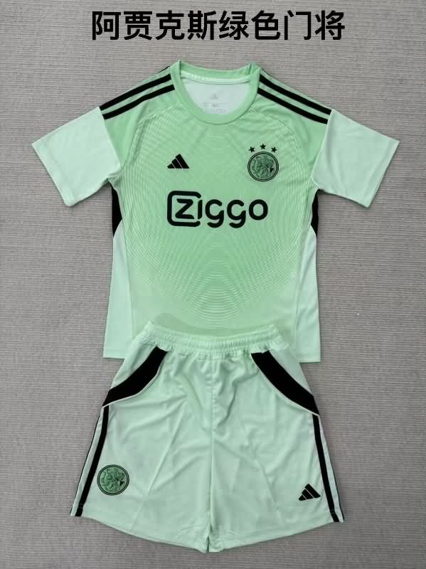 25/26 Ajax Goalkeeper Green Kids Soccer Jersey And Shorts