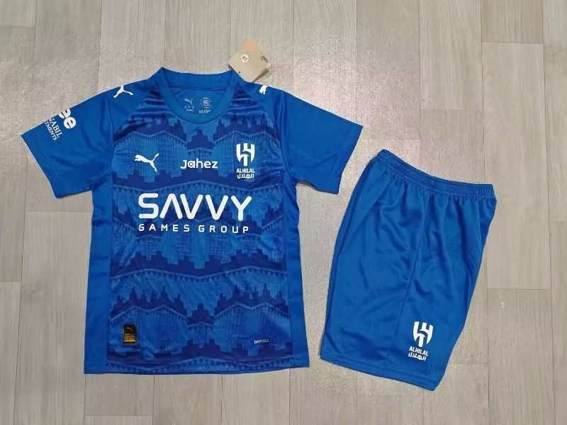 25/26 Al Hilal Home Kids Soccer Jersey And Shorts