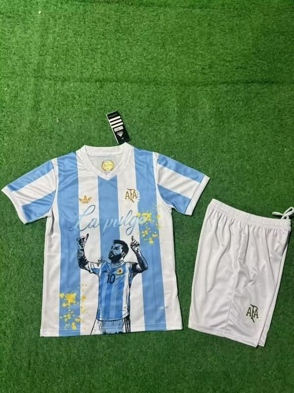 2025 Argentina MESSI Special Kids Soccer Jersey And Shorts 02