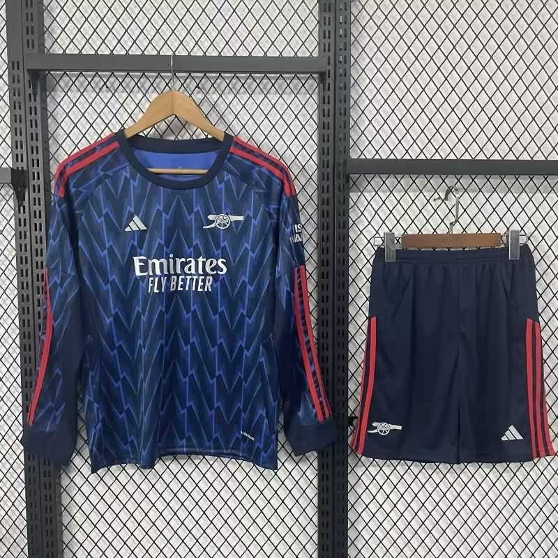 25/26 Arsenal Away Long Sleeve Kids Soccer Jersey And Shorts