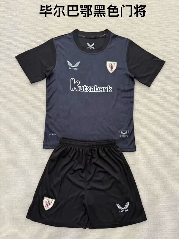 25/26 Athletic Bilbao Goalkeeper Black Kids Soccer Jersey And Shorts