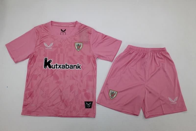 25/26 Athletic Bilbao Goalkeeper Pink Kids Soccer Jersey And Shorts