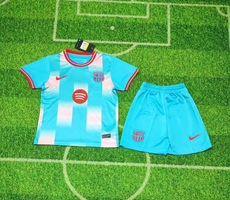 25/26 Barcelona Blue Kids Soccer Jersey And Shorts