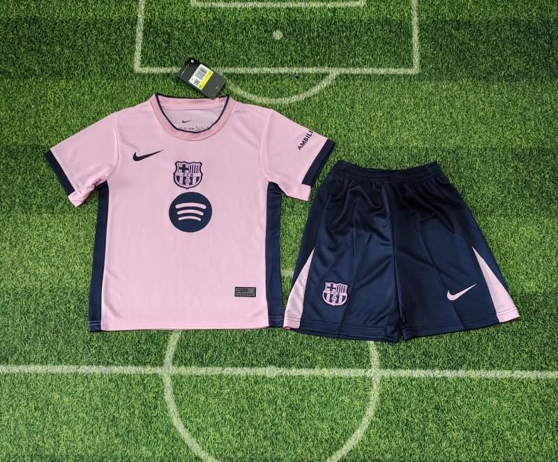 25/26 Barcelona Pink Kids Soccer Jersey And Shorts