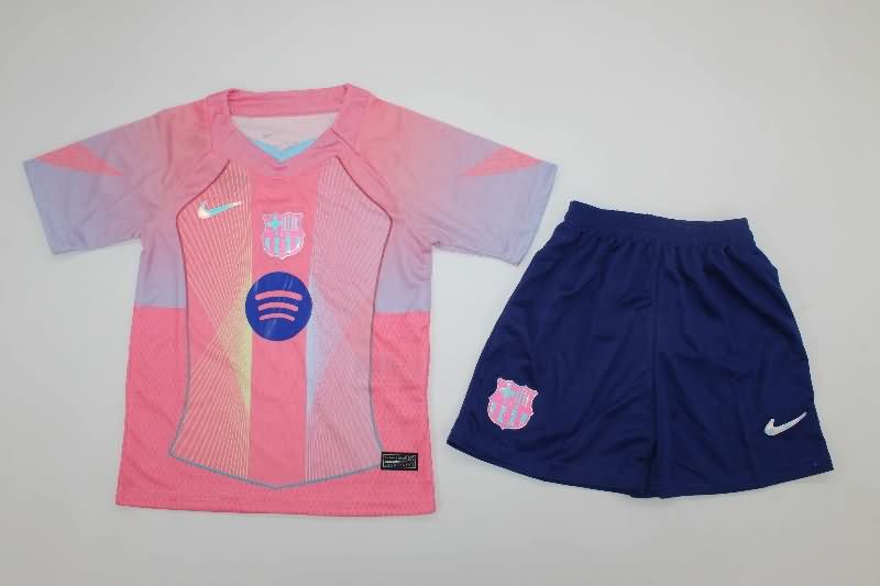 25/26 Barcelona Training Kids Soccer Jersey And Shorts 02