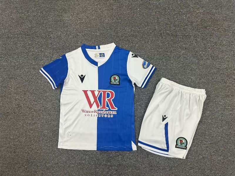 25/26 Blackburn Home Kids Soccer Jersey And Shorts