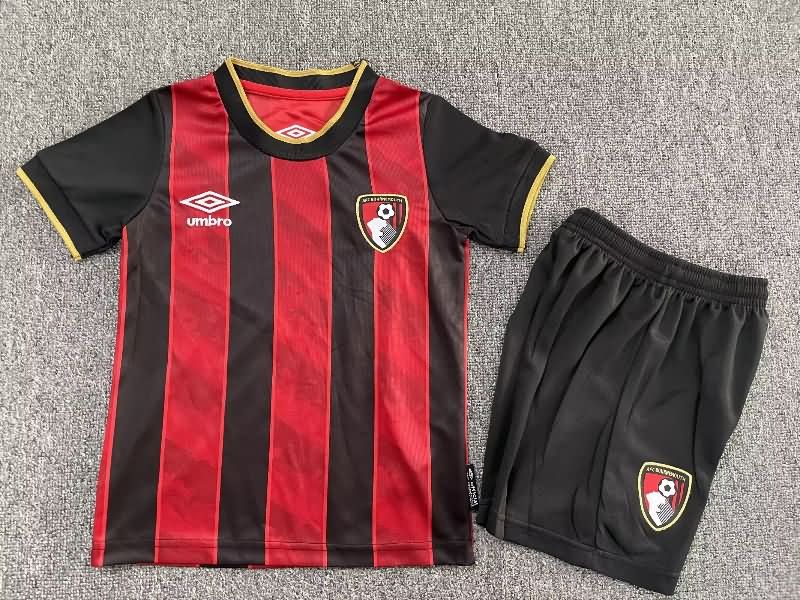 25/26 Bournemouth Home Kids Soccer Jersey And Shorts