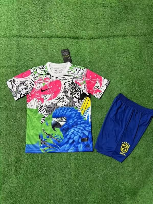 2025 Brazil Special Kids Soccer Jersey And Shorts 03