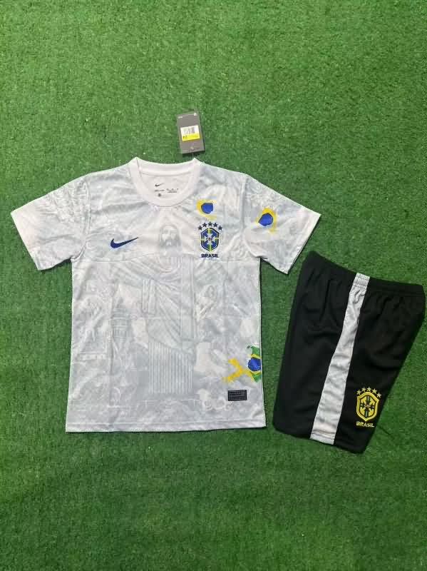 2025 Brazil Special Kids Soccer Jersey And Shorts 04