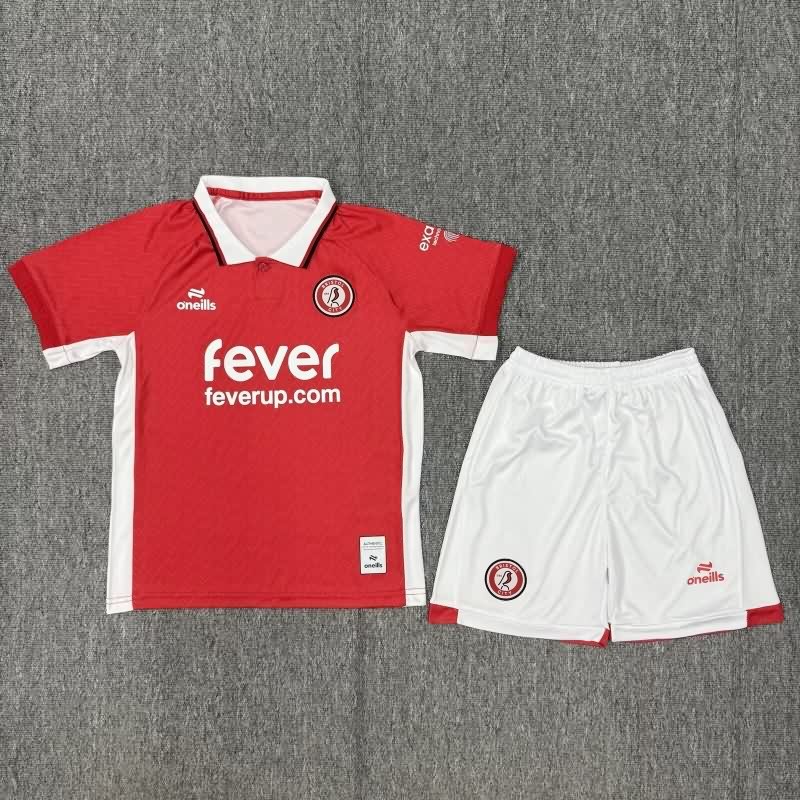25/26 Bristol City Home Kids Soccer Jersey And Shorts
