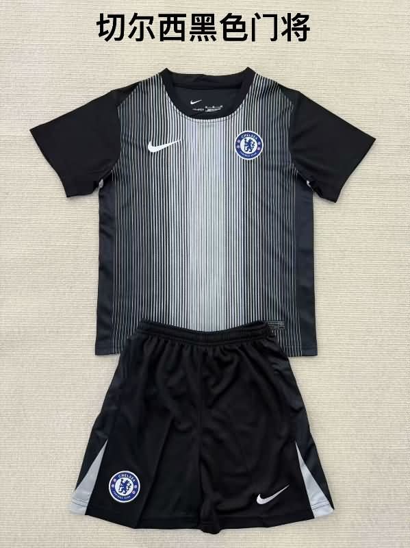 25/26 Chelsea Goalkeeper Black Kids Soccer Jersey And Shorts