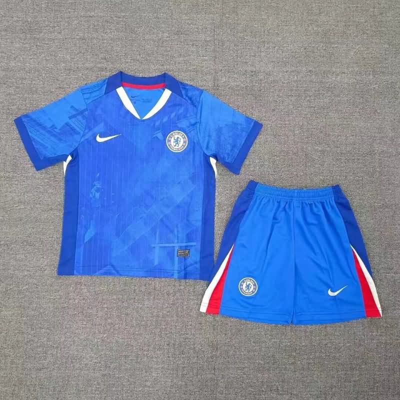 25/26 Chelsea Home Kids Soccer Jersey And Shorts Leaked