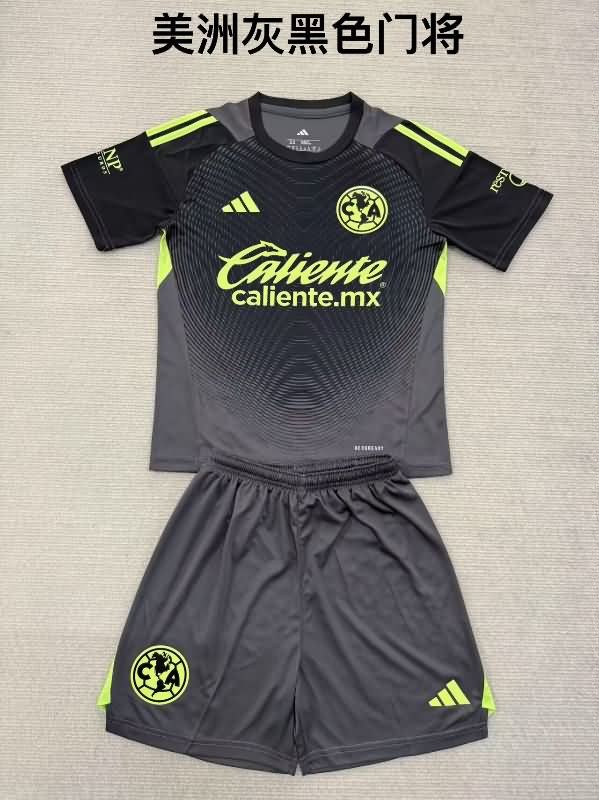 25/26 Club America Goalkeeper Black Kids Soccer Jersey And Shorts