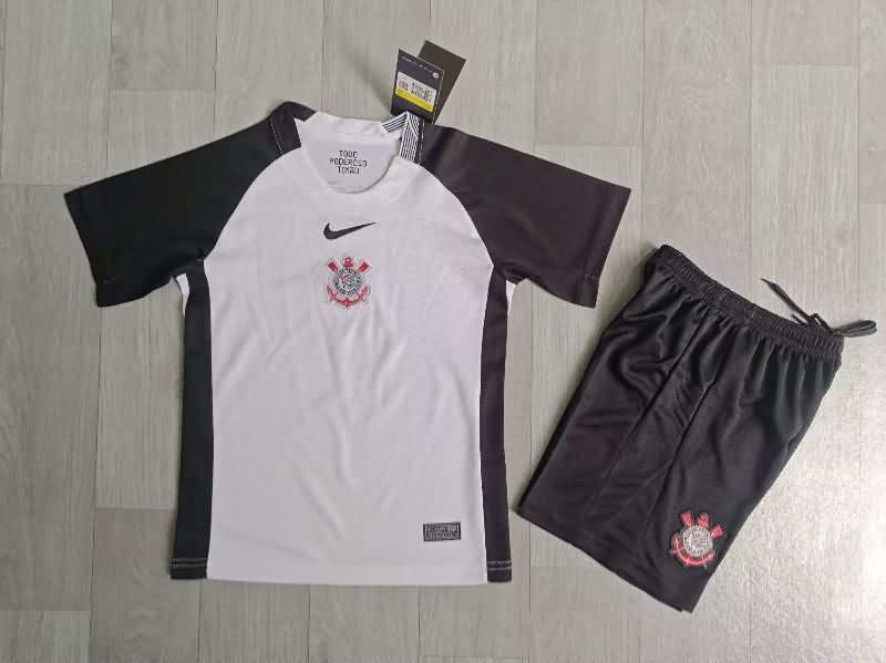 2025 Corinthians Home Kids Soccer Jersey And Shorts