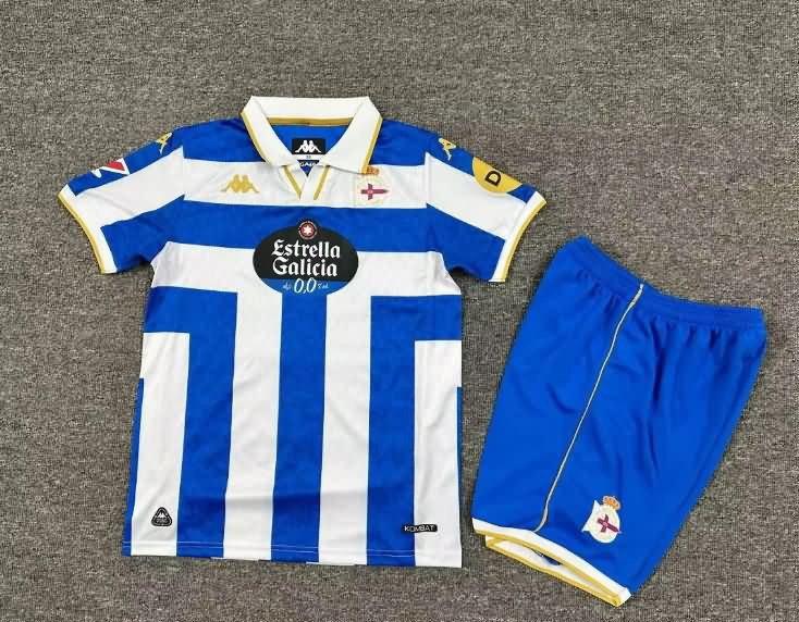 25/26 Deportivo La Coruna Home Kids Soccer Jersey And Shorts