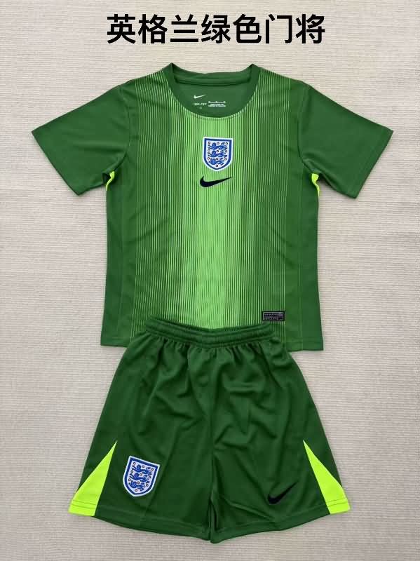 2025 England Goalkeeper Green Kids Soccer Jersey And Shorts