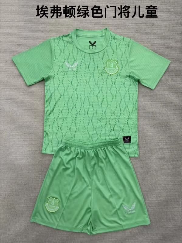 25/26 Everton Goalkeeper Green Kids Soccer Jersey And Shorts