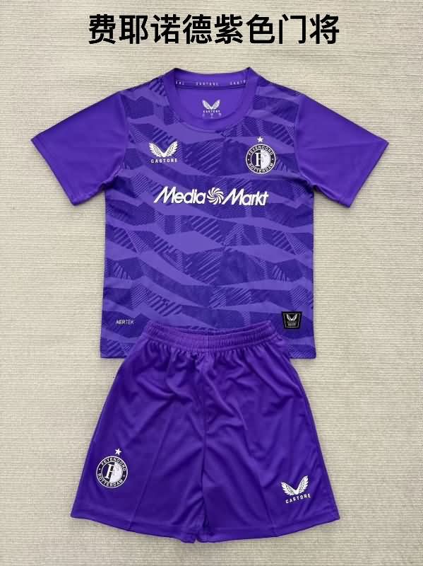 25/26 Feyenoord Goalkeeper Purple Kids Soccer Jersey And Shorts