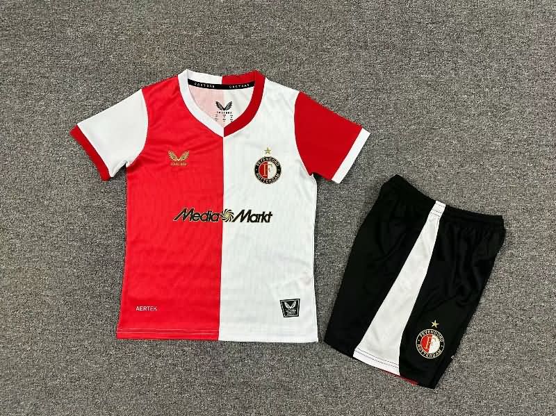 25/26 Feyenoord Home Kids Soccer Jersey And Shorts