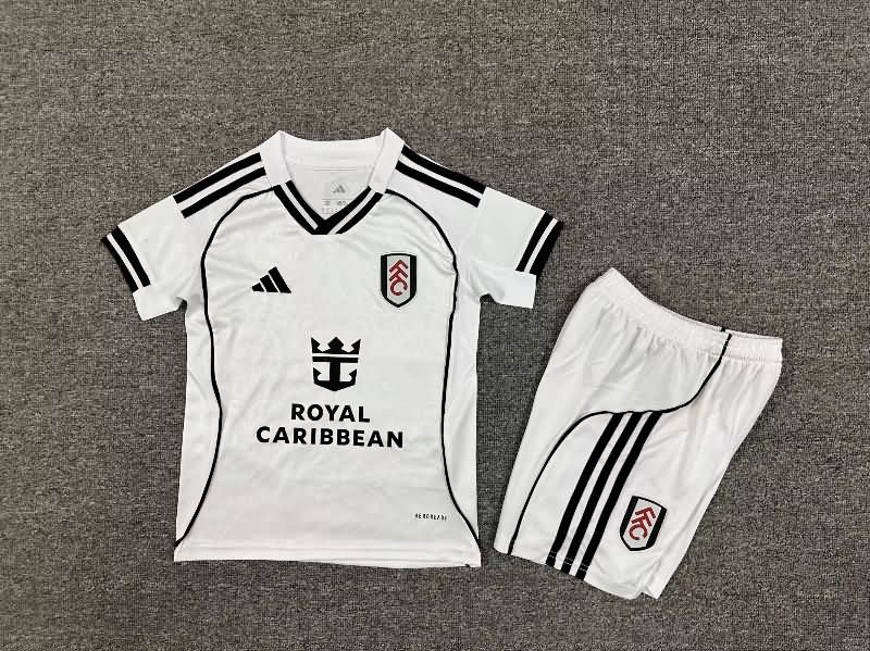 25/26 Fulham Home Kids Soccer Jersey And Shorts