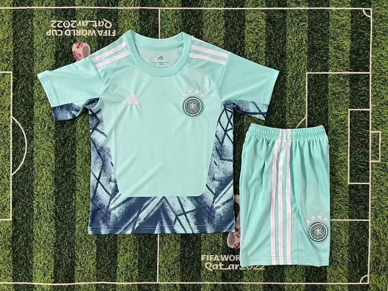 2026 Germany World Cup Goalkeeper Green Kids Soccer Jersey And Shorts