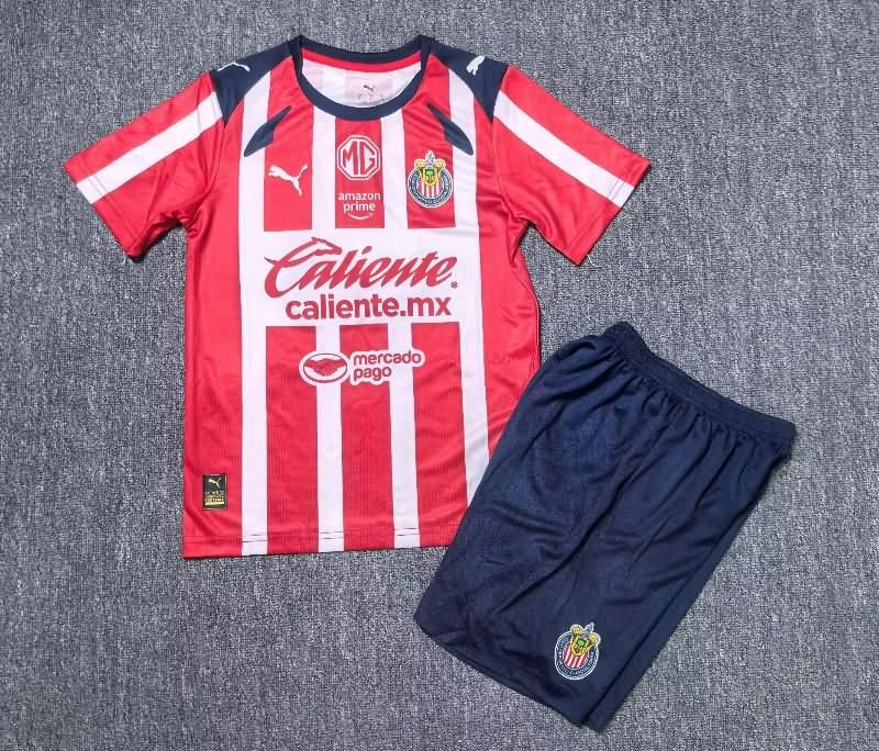 25/26 Guadalajara Home Kids Soccer Jersey And Shorts