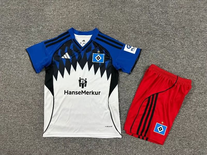25/26 Hamburg Home Kids Soccer Jersey And Shorts