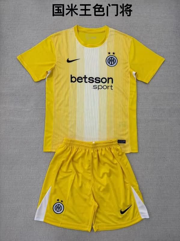 25/26 Inter Milan Goalkeeper Yellow Kids Soccer Jersey And Shorts