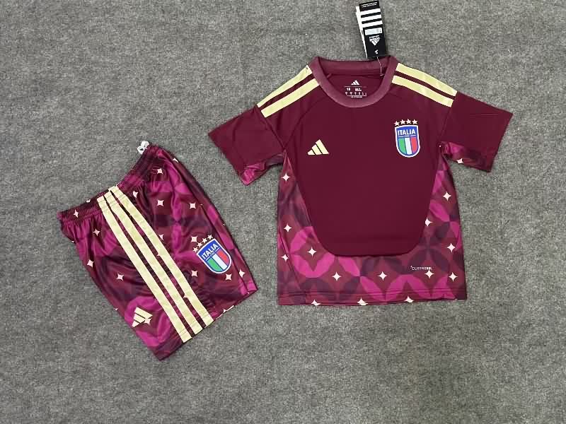2026 Italy Goalkeeper Red Kids Soccer Jersey And Shorts