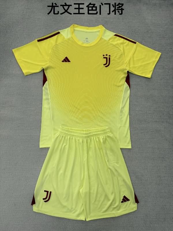 25/26 Juventus Goalkeeper Yellow Kids Soccer Jersey And Shorts