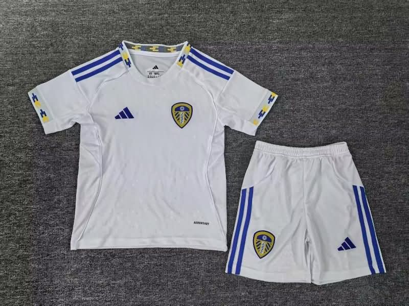 25/26 Leeds United Home Kids Soccer Jersey And Shorts