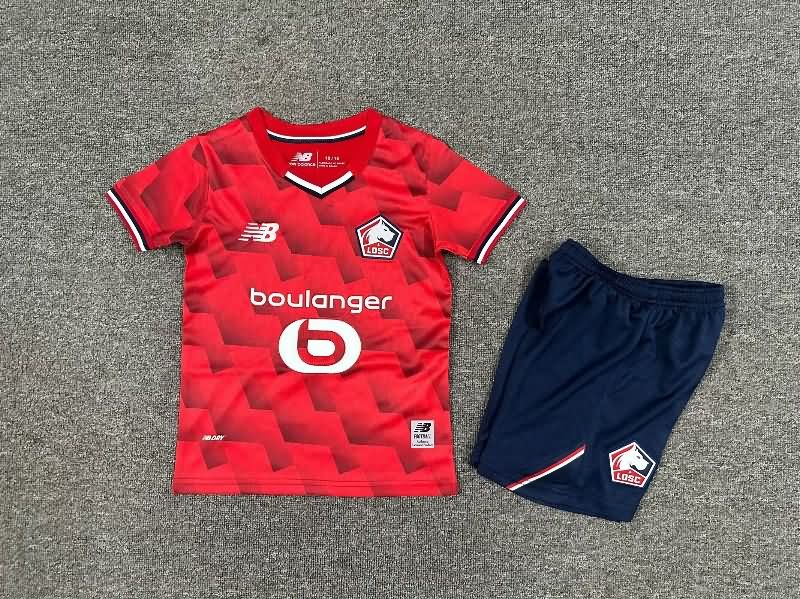 25/26 Lille Home Kids Soccer Jersey And Shorts